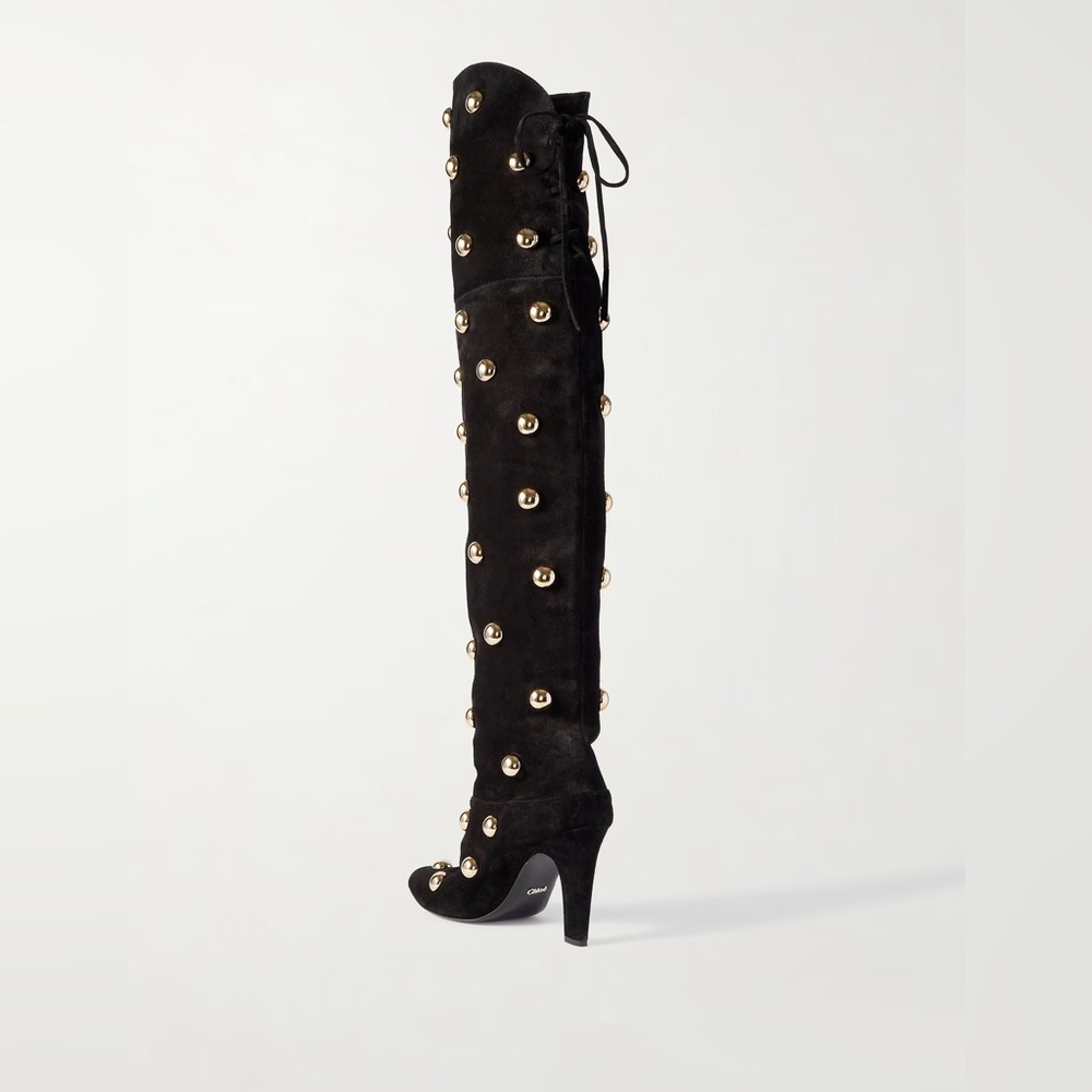 ✨ CHLOE EVE Studded suede over-the-knee boots $2,290 - Picture 4 of 13